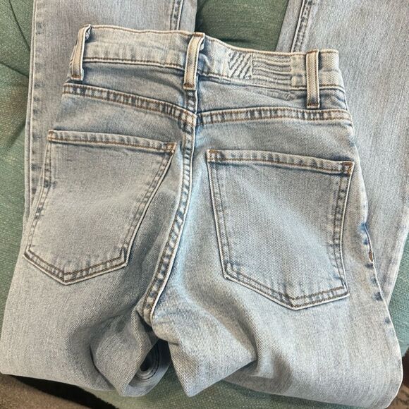 REVICE High Rise Blue and White Jeans with Flare - Picture 3 of 3